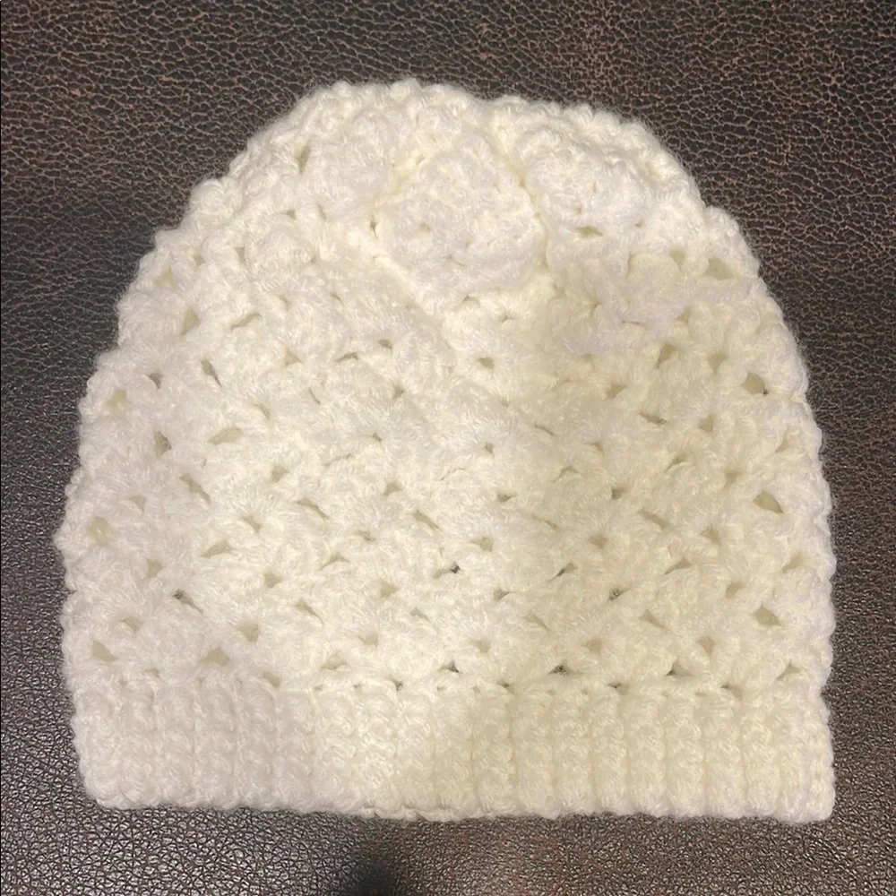 Elegant White Crochet Beanie